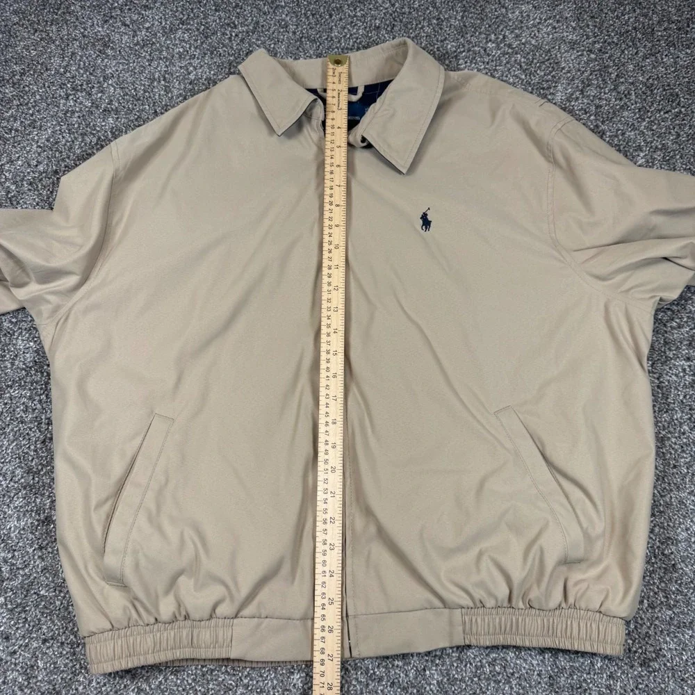 Polo Ralph Lauren Mens Harrington Jacket Tan Beige Plaid Lined Windbreaker XL